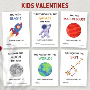 Tarjetas imprimibles del Día de San Valentín con temas espaciales, etiquetas de regalo para el Día de San Valentín en la escuela, tarjetas de San Valentín para el aula de niños, juego de tarjetas científicas, tarjetas de San Valentín para preescolares, manualidades