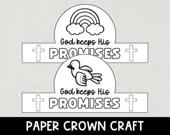 Noah's Ark Bible Craft, Printable Faith Crown, Christian Preschool Headband Craft, Sunday School Lesson, Kids Bible Study, Church Activity