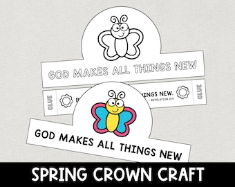 Spring Bible Verse Crown, Faith Headband, God Makes All Things New Springtime Craft, Sunday School, Religious VBS Activity, Kids Ministry