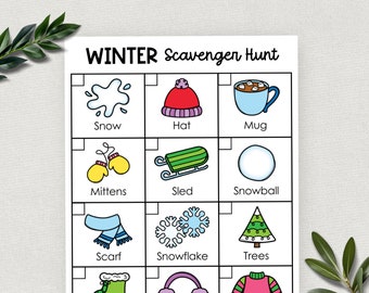 Winter Scavenger Hunt, Printable Indoor and Outdoor Scavenger Hunt, Kids Scavenger Hunt, Winter Activity, Winter Game, Nature Hunt