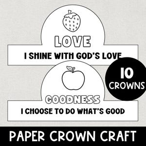 Fruit of the Spirit Craft, Printable Bible Faith Crown, Galatians Holy Spirit, Easy Kids Christian Craft, Sunday School, Church Activity