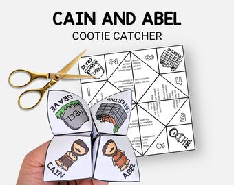 Cain and Abel, Bible Story Cootie Catcher, Easy Sunday School Printable Craft, Fortune Teller Coloring Activity, Kids Bible Study, VBS