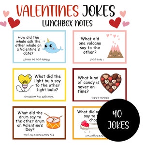 Blagues de la Saint-Valentin pour les enfants, 40 notes d’amour Punny Valentines, blagues sur la boîte à lunch, énigmes drôles de la Saint-Valentin, Punny Valentines, téléchargement numérique