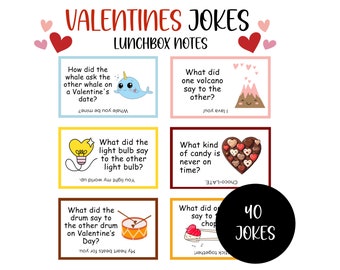 Valentines Jokes for Kids, 40 Punny Valentines Love Notes, Lunchbox Jokes, Funny Valentine Riddles, Punny Valentines, Digital Download