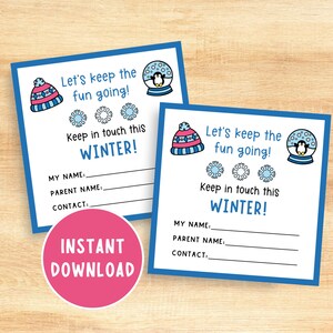 Winter Spieldatum Karten, niedliche Kinder Visitenkarten, Let's Play Kinder Visitenkarten, Freund Spieldatum Einladung Kontaktkarte, digitaler Download