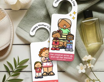 Christian Mothers Day Bible Craft, Door Hanger, Church Activity, Sunday School Coloring Craft, Easy Scripture Verse Printable Gift from Kids