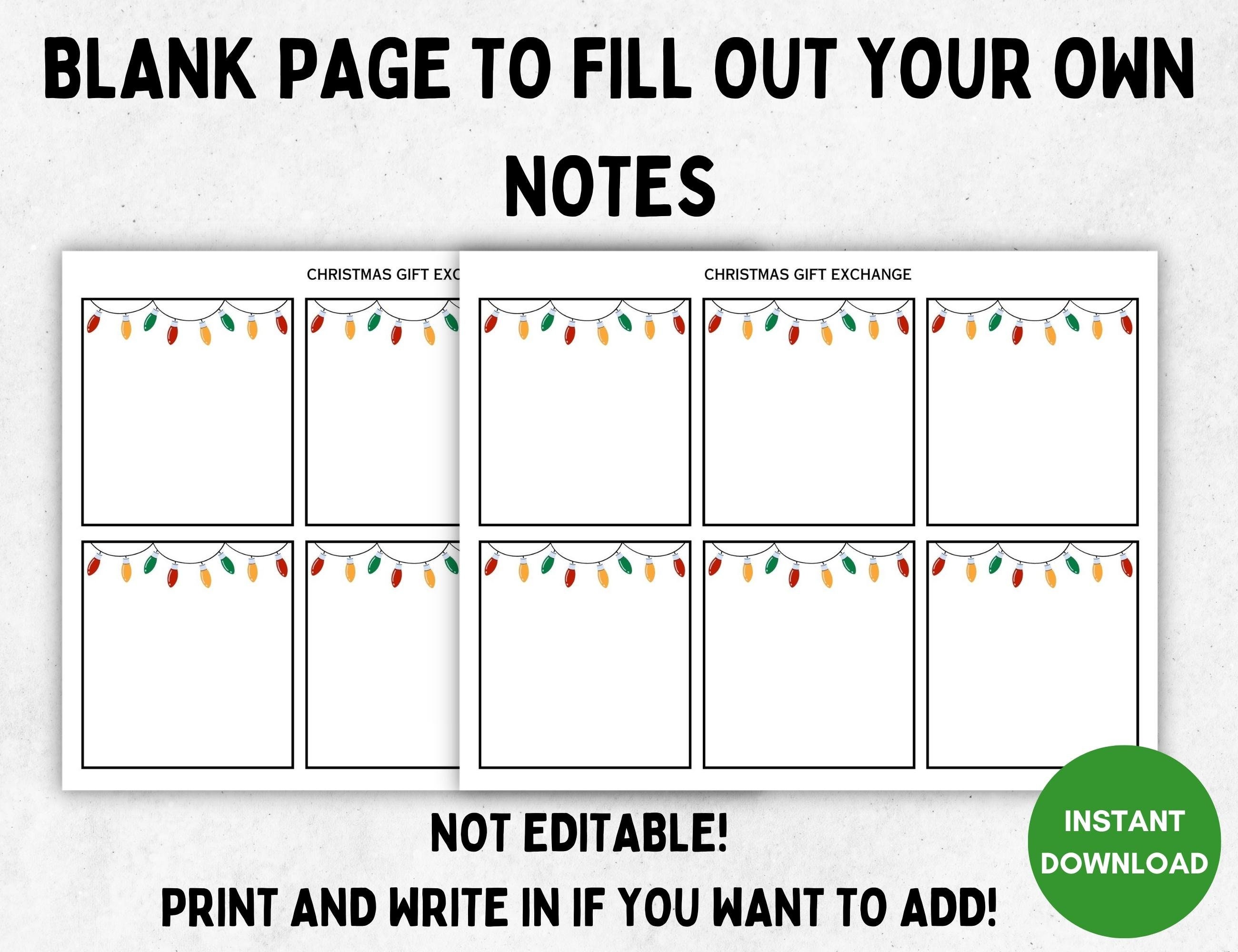 Christmas Gift Exchange Game, White Elephant Gift Exchange Cards