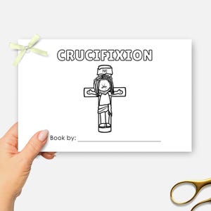 Crucifixion of Jesus, Printable Mini Bible Book, Easter Bible Story Sunday School Craft, Kids Bible Lesson Coloring Activity, Easter Craft