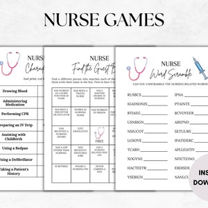 15 Printable Nurse Party Games, Nursing Theme, Fun Graduation Games ...