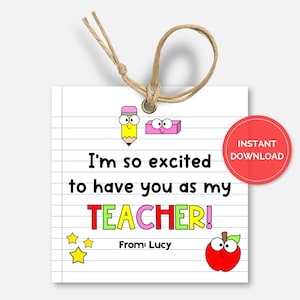 Back To School, Teacher Gift Tag From Student, Printable First Day Of School Tag,  New Teacher Gift, Teacher Appreciation Week