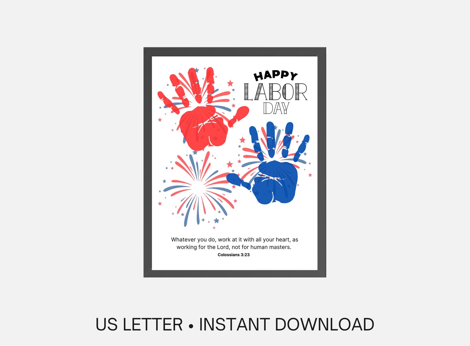 Bible Labor Day Handprint Art, Printable Kids Preschool Craft, Teacher ...