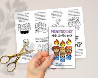 Pentecost Craft, Holy Spirit Bible Mini Coloring Book, Day of Pentecost Sunday School Craft, Kids Bible Story Printable Activity