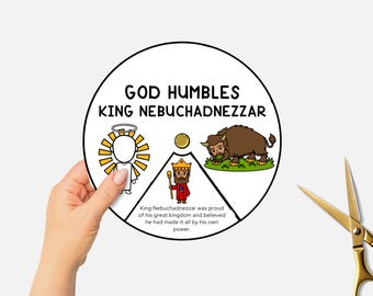 King Nebuchadnezzar, Bible Story Coloring Wheel, Sunday School Craft, Kids Bible Study Printable Activity, Spinning Wheel, VBS