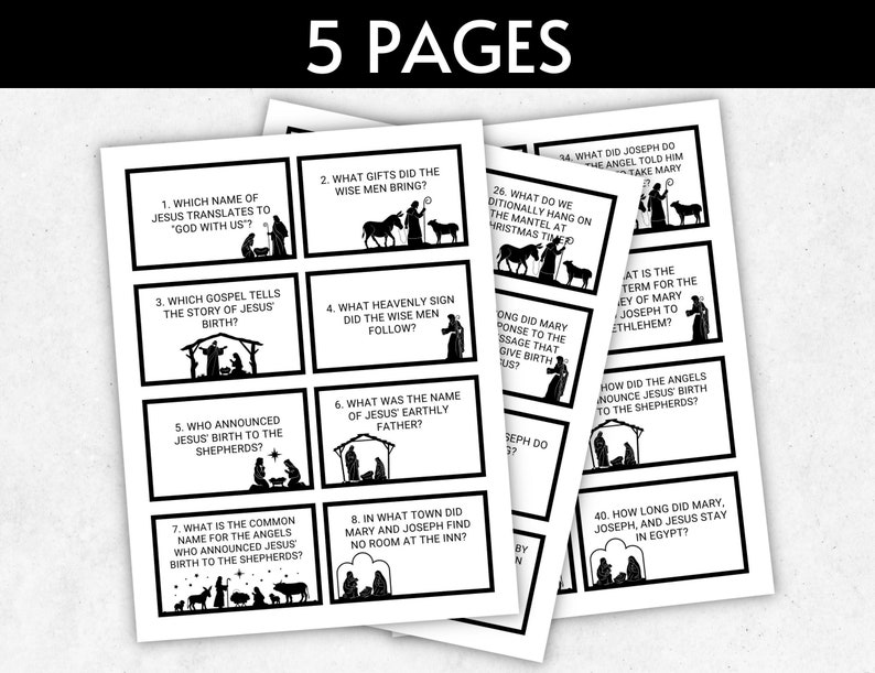 Christmas Bible Trivia Game, Printable Nativity Quiz, Sunday School