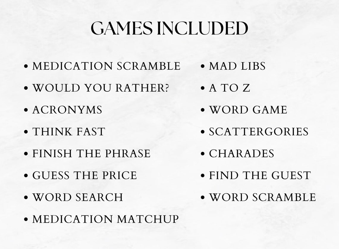 15 Printable Nurse Party Games Nursing Theme Fun Graduation Games