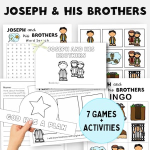 Joseph und der Mantel vieler Farben, Bibelstunde, VBS Aktivitätspaket, Sonntagsschule Basteln, Kinderbibelstudienspiele, Bingo, Wortsuche, Krone