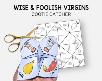 Parable of the 10 Virgins, Jesus' Parables Cootie Catcher, Sunday School Craft, Fortune Teller, VBS Printable, Christian Homeschool Activity