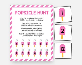 Popsicle Scavenger Hunt, Summer Camp Hunt, Treasure Hunt, Kids Printable Ice Cream Birthday Game, Sunny Day Classroom Activity