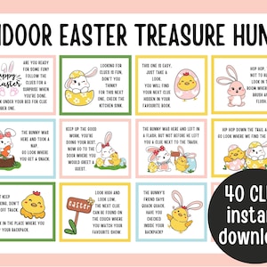 Easter Scavenger Hunt, Easter Treasure Hunt, Indoor Easter Treasure Hunt Clues, Easter Scavenger Hunt for Kids, Easter Games for Kids