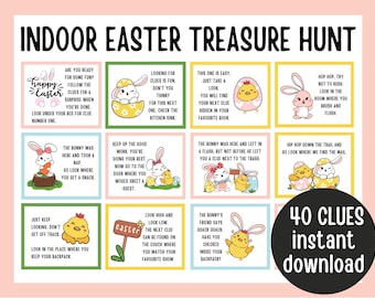 Easter Scavenger Hunt, Easter Treasure Hunt, Indoor Easter Treasure Hunt Clues, Easter Scavenger Hunt for Kids, Easter Games for Kids