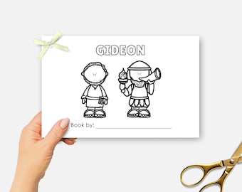 The Story of Gideon, Printable Mini Bible Book, Sunday School Craft, Kids Bible Lesson Coloring Activity, Half Page Bible Story Book