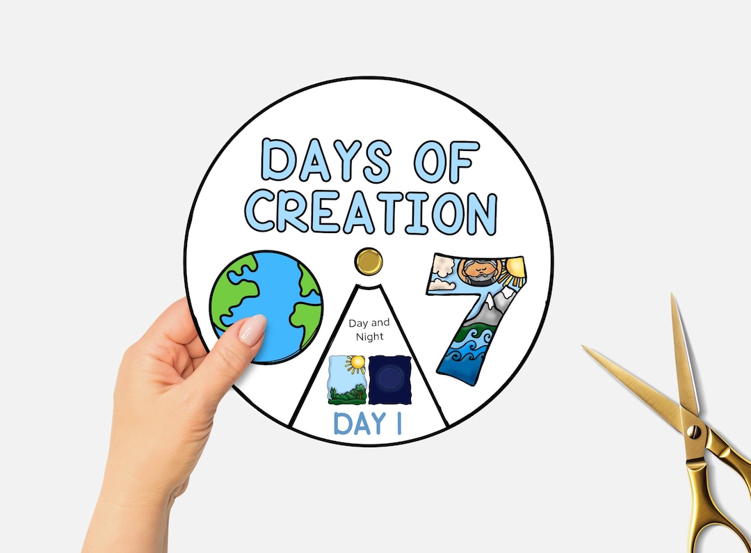 7 Days of Creation, God's Creation Story Bible Spinning Wheel, Sunday ...