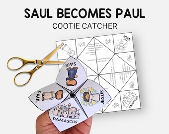Saul blir Paulus, Sauls omvändelse, Cootie Catcher, enkelt söndagsskolepyssel, bibelstudier för barn, målaraktivitet för spåmän, VBS