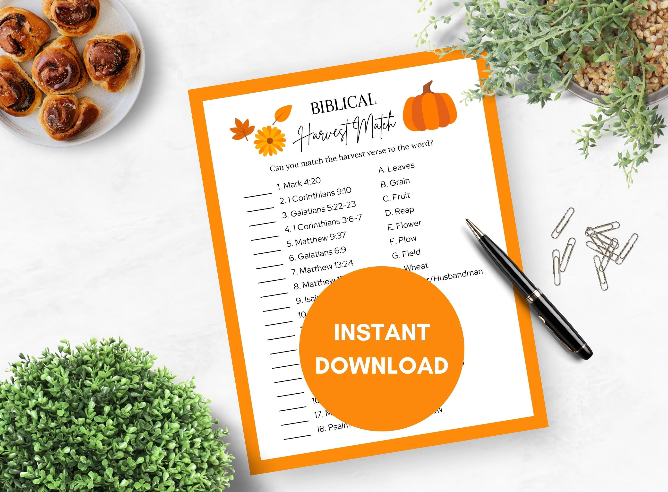 Biblical Harvest Verse Match Game, Printable Fall Games for Kids ...