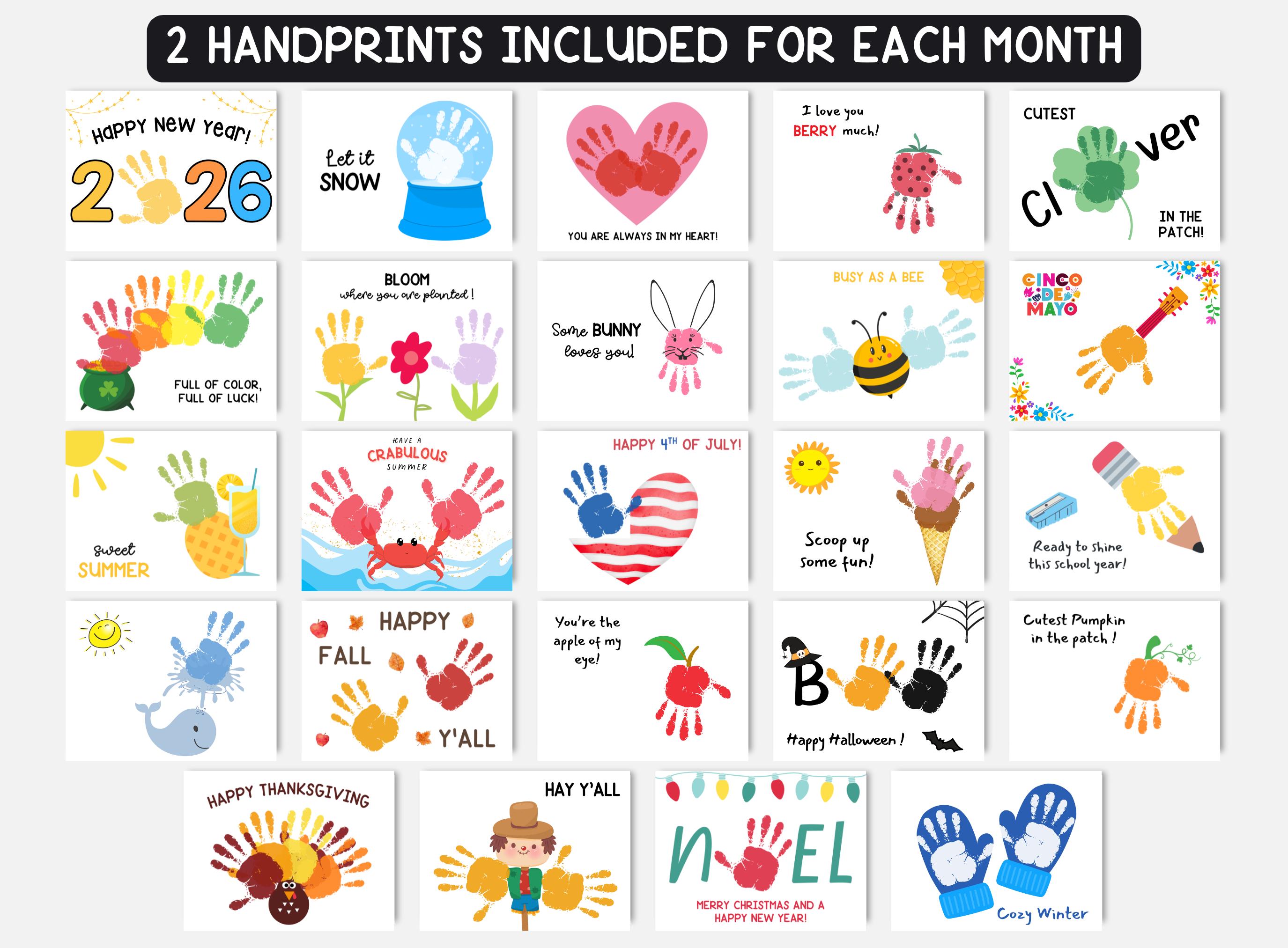 2026 Handprint Art Calendar, Monthly and Yearly Handprint Calendar ...