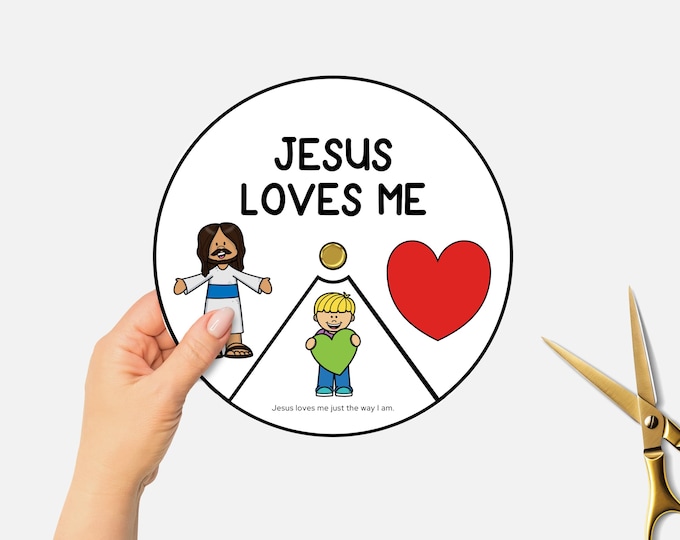 Jesus Loves Me Coloring Wheel, Printable Valentines Bible Activity ...