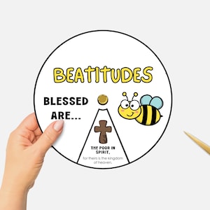 Beatitudes Spinning Wheel Craft, 8 Beatitudes Printable for Kids, Sermon on the Mount, Bible Coloring Wheel, Easy Sunday School Craft