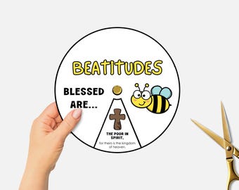 Beatitudes Spinning Wheel Craft, 8 Beatitudes Printable for Kids, Sermon on the Mount, Bible Coloring Wheel, Easy Sunday School Craft