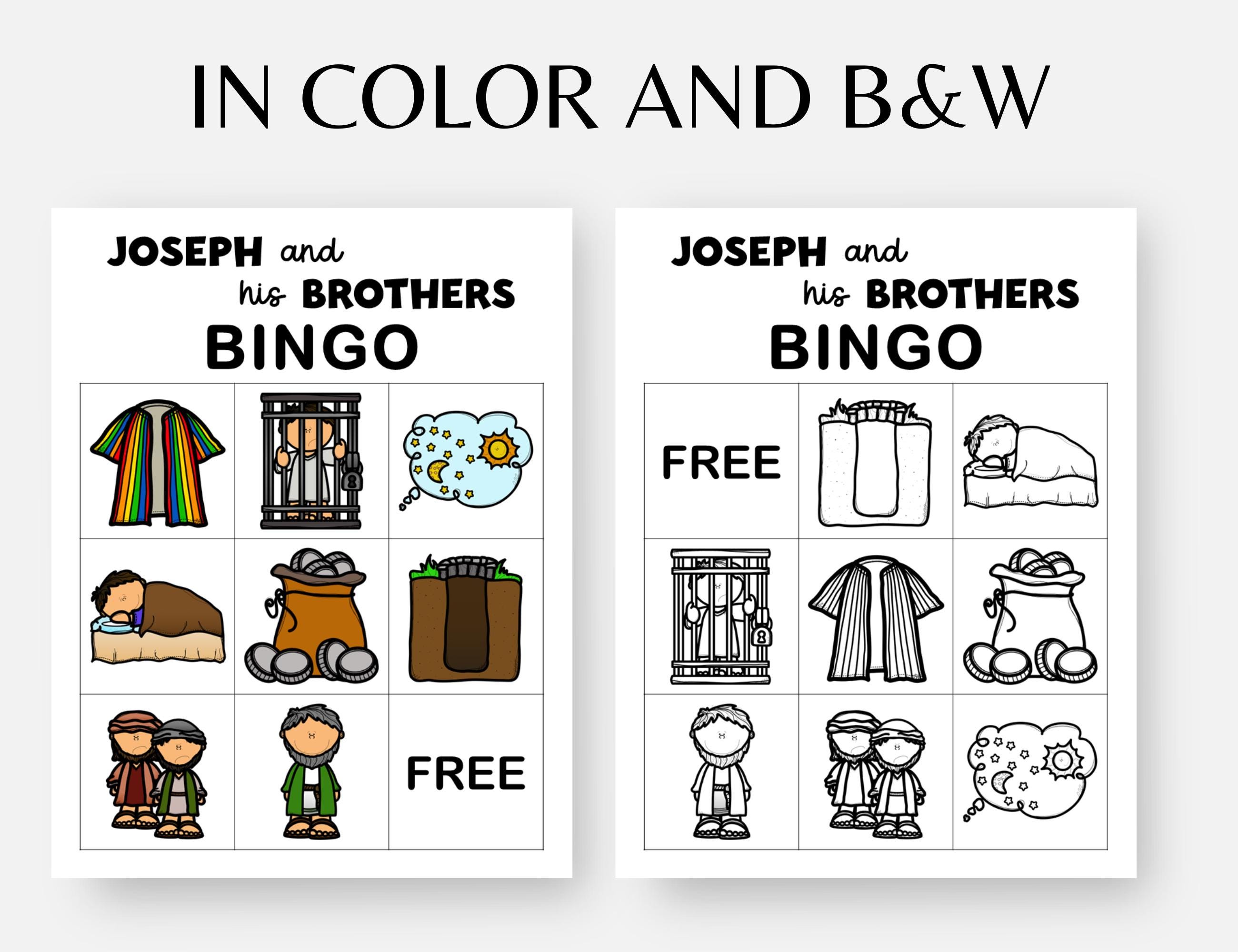 Joseph and His Brothers, 30 Bible Story Bingo Cards, Printable Sunday ...