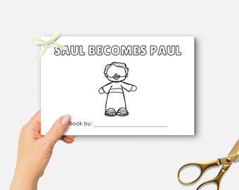 Saul becomes Paul, Printable Mini Bible Book, Sunday School Craft, Kids Bible Lesson Coloring Book, Half Page Bible Story, Christian