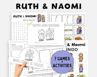Ruth and Boaz, Ruth and Naomi Bible Lesson, VBS Activity Pack, Sunday School Crafts, Kids Bible Study Games, Bingo, Word Search, Faith Crown