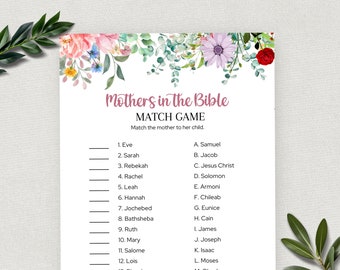 Mothers in the Bible, Biblical Match Game, Printable Mother's Day Trivia Game for Kids & Adults, Fun Sunday School Activity, Bible Study