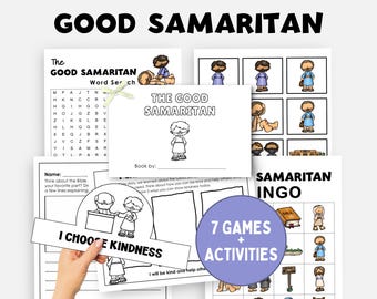 Gleichnis vom barmherzigen Samariter, Bibelstunde, VBS Aktivitätspaket, Sonntagsschule, Kinderbibellernspiele, Bingo, Wortsuchspiel