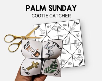 Palm Sunday, Printable Cootie Catcher, Easy Sunday School Holy Week Craft, Kids Bible Study Fortune Teller, Triumphal Entry Easter Activity