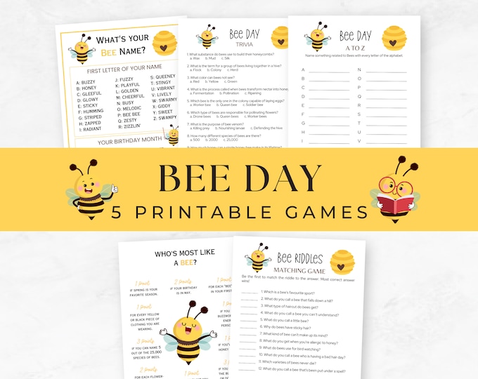 Graph And Bee Riddle Bee Riddles, Fun Printable Party Game for Kids and Adults, Bee Theme ...