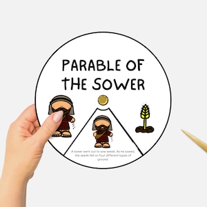 Parable of the Sower, Printable Bible Coloring Wheel, Sunday School Craft, Jesus Teaching, Kids Bible Story Spinning Wheel, Christian