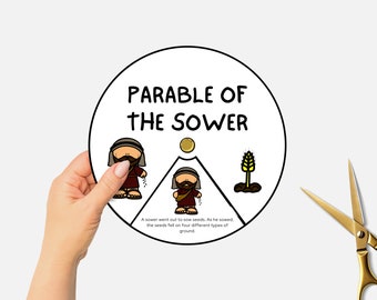 Parable of the Sower, Printable Bible Coloring Wheel, Sunday School Craft, Jesus Teaching, Kids Bible Story Spinning Wheel, Christian