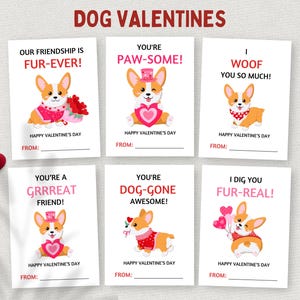 Corgi Valentine, Cartões de Dia dos Namorados para Sala de Aula para Cães para Imprimir, Etiquetas para Presentes de Estudantes, Cartões de Dia dos Namorados para Escolas Infantis, Cartões de Dia dos Namorados para Crianças em Idade Pré-Escolar