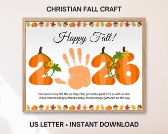 2026 Christian Fall Handprint Craft, October/November Handprint Art Printable, Easy Fall Church Crafts, Toddler Keepsake, Bible Activity