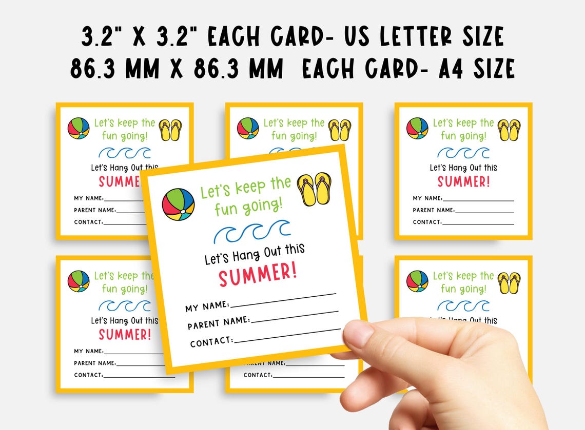 Summer Play Date Cards, Cute Kids Business Cards, Let's Play Kids ...