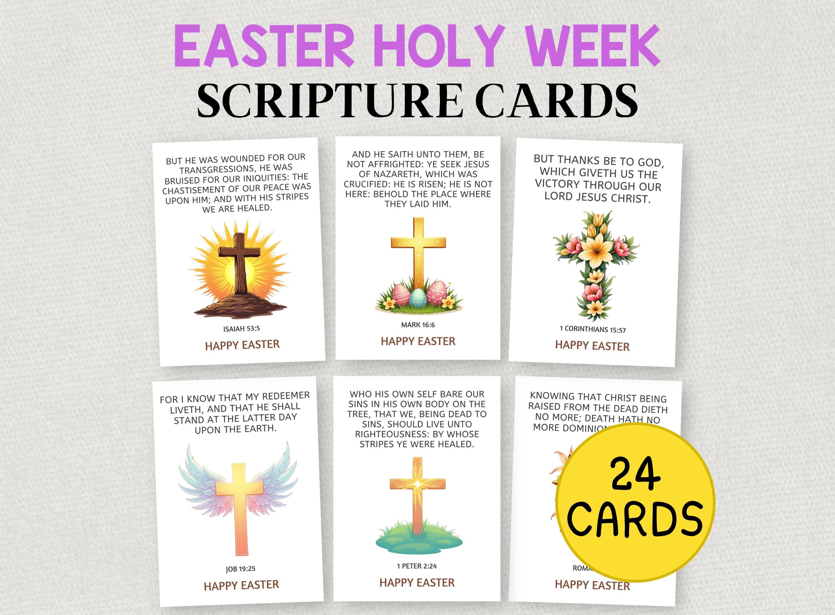 Printable Hand Out Scripture Card Easter Bible Verses, Holy Week Cards, He is Risen, Christian Tract ...