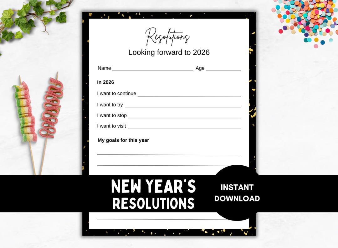 2026 new year's resolution printable, new year's idea, family new