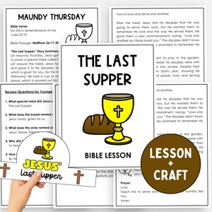 The Last Supper Bible Lesson, Maundy Thursday Holy Week Printable, Christian Easter, Kids Sunday School, The Easter Story, Church Activity
