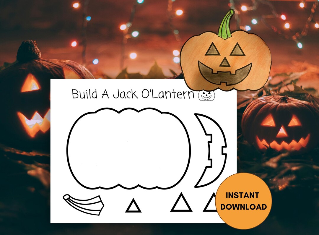 Build a Jack O'lantern Printable Craft, Halloween Activity, Preschool ...