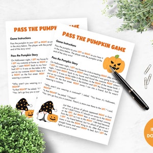 Pass the Pumpkin Game Printable Halloween Left Right Game Pass the