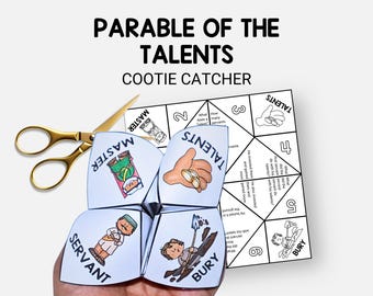Parable of the Talents, Jesus' Parables Cootie Catcher, Sunday School Craft, Fortune Teller VBS Activity, Christian Homeschool Printable